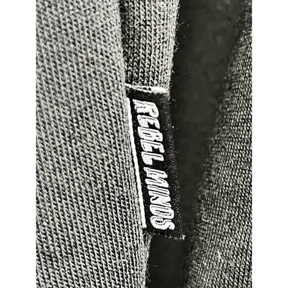 REBEL MINDS Sweatshirt Men's Size XXL Hoodie Full Zip Black Embroidered Pockets - Picture 7 of 8